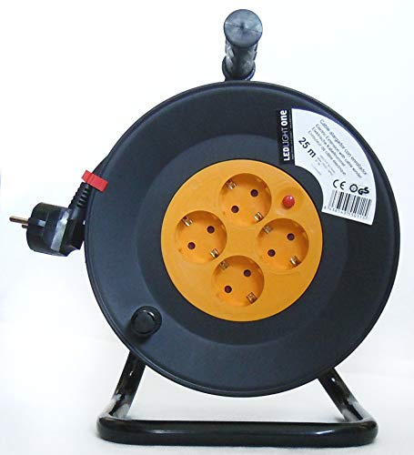 Verlängerungskabel mit Aufroller 3 x 1,5 mm (4 Steckdosen, 25 m) schwarz