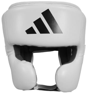 adidas Speed Head Guard – medium, vit – CE-godkänd boxningshuvudskydd med öron- och kindskydd, har extra kraftbeständighet, justerbar halkfri träningsutrustning för MMA och sparring