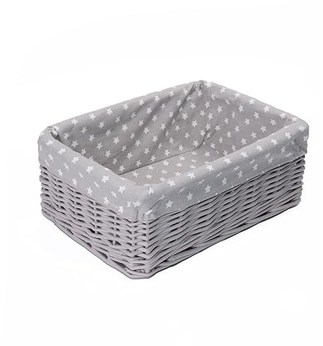 green leaves Hamper Baskets for Gifts Empty, Small Woven Wicker Storage Basket, Pink Wicker Baby Baskets for Hampers, Gifts, Grey Storage Basket Hampers (Grey, Small)