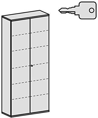 Flügeltürenschrank, 5 Dekor-Einlegeböden, abschließbar, 1000x425x2304, Weiß/Nussbaum