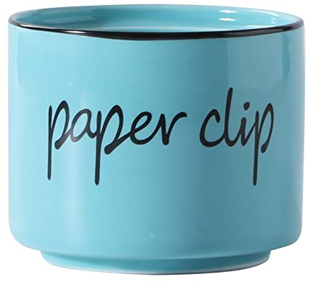 ONTUBE Farmhouse Paper Clip Holders,Ceramic Binder Clip Dispenser Organizer for Desk ,Cute Office Push Pins Holder (Turquoise)