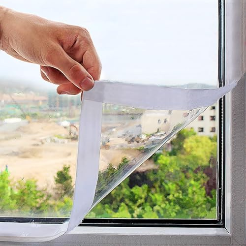 Mellroom Película transparente antiviento para ventanas 190cm x 200cm aislante térmica anti frío se pueden ventilar Reutilizable DIY