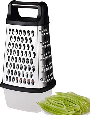 CIBERS Grattugia a 4 Lati in Acciaio Inossidabile per Cucina Con Contenitori Rimovibili