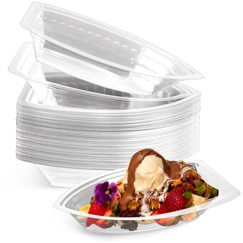 CZWESTC 50 Pack Disposable Banana Split Boats, 8 oz Ice Cream Bowls