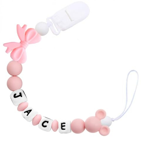 Baby Girl Pacifiers Clips Personalize Name Pacifier Clips Holder, Custom Pacifier Chain with Name for Baby(A)