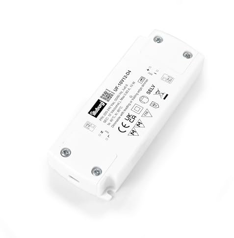 illuburg Transformador LED 12V Regulable TRIAC Extraplano 2W - 10W para Tira LED Alimentador Fuente de Alimentación