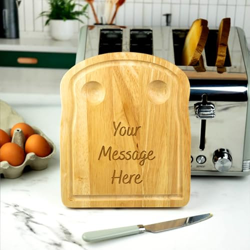 Personalised Engraved Breakfast Chopping Board - Personalised Wooden Bread Board, New Home, Wedding, Birthday, Custom Egg and Bread Board (Style 6)