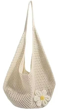 Virkad strandväska dam boho virkad väska stor nätaxelväska för sommar kvinnor strandväska stickad tygväska nät stickad väska flätad handväska för semester shopping vardagsresor