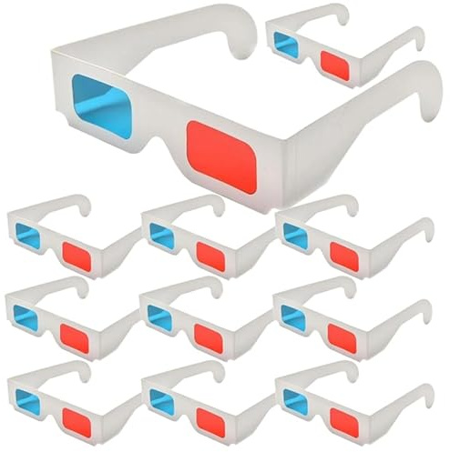 minkissy 3D Brille Rot Blau Papierrahmen 3D Betrachtungsbrille Für Kino Filme Spiele Party Dekoration Tragbar Leicht Faltbar 10 Stück