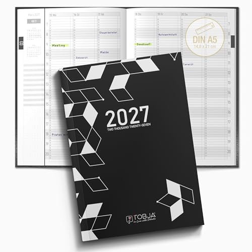 TOBJA Mötesplanerare 2026 A5 – veckoplanerare med 15 minuters klocka 7–21 – bokkalender DIN A5, perfekt för frisör och övning