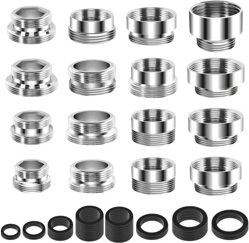 16pc Faucet Adapter Kit, Tap Adapter(16mm-28mm) for Kitchen Sink, Tap Aerator Faucet Adapters for Male Female, for Connecting Garden Hose Sink Water Filters