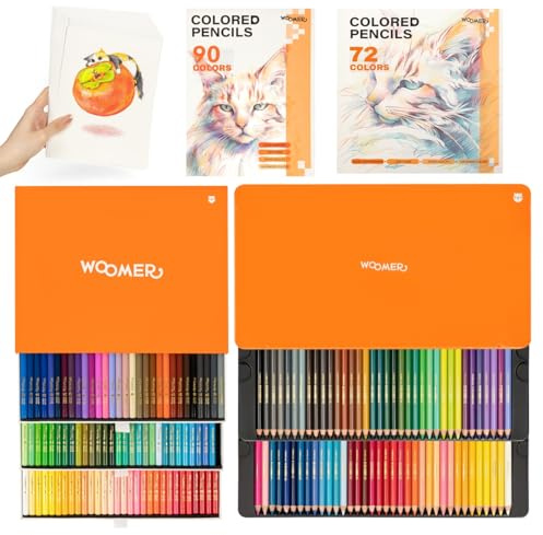 Woomer Crayons av kvalitetsfärger för konstnärer – 133 färger (162 crayons) med 20 pappersklistermärken för slitage, noyau doux och 3,8 mm för galerier konst, studios och melange | 3,8 mm mjuka blyertspennor, hög pigmentering, krämig silkeslen textur, teckning, blandning, illustration