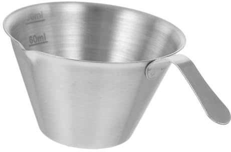 VERDANVERSE Tazza Espresso in Acciaio Inossidabile con Beccuccio e Manico Ergonomico Bicchiere Dosatore Graduato per Misurare Caffè e Latte Resistente e Facile da Pulire