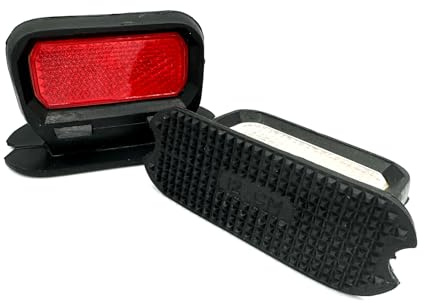 Equine Smile ES5007 Estribos con reflectores para inserciones de goma en blanco y rojo, almohadillas de repuesto universales para estribos estándar, reflectores de seguridad, par (12 cm)