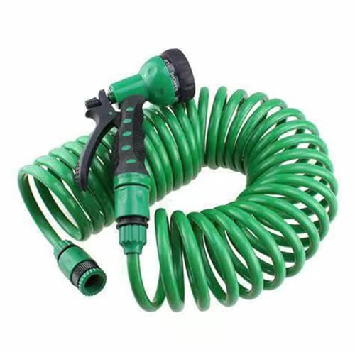 Manguera De Jardín Espiral - Tubo Flexible Extensible Con Boquilla - Manguera Retráctil Automática Verde | Riego Terrazas,Dueños De,Almacenamiento Compacto Ideal Para Espacios Pequeños Y Pa