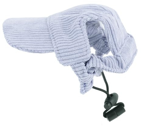 CHEOTIME Sombrero para el Sol para Mascotas de Pana, Sombrero de Visera de Playa de Verano para Perros y Gatos con Orificios para Las Orejas, Correa para el Cuello con ala (XS)