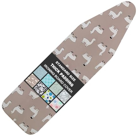 Ironing Board Cover and Pad Standard Size 15 x 54,3 Pairs of Hook and Loop Fastener Straps,Elastic Edges,Cotton Iron Board Cover with Scorch Resistant Thick Padding(Alpaca)