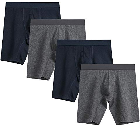 Nuofengkudu herr, 4-pack, sömlösa boxershorts, långa kalsonger, retroshorts, sport, vardag, 4-pack – 2 blå/2 mörkgrå, 5XL plus size