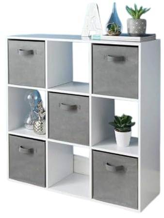 spot on dealz® 9 Cube Storage Unit Wooden White Bookcase Bookcases and Shelving Units Cubes Wooden Bookcase Free Standing Display Shelf Home Office Furniture