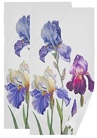 susiyo Royal Iris Handtücher für Badezimmer, bedruckt, 2 Stück, saugfähige Baumwolle, Gesichtshandtuch, Mehrzweck-Handtuch für Hotel, Fitnessstudio, Gäste, Spa, Yoga, Heimdekoration, 71,1 x 35,6 cm