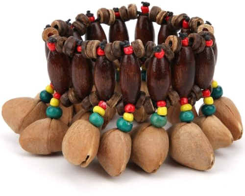 Bracelets de Coquille de Noix Africaine, Bracelet de Tambour Africain Fabriqu¨¦ ¨¤ la Main Instrument de Musique de Percussion de Clochette de Coquille de Noix,Autre