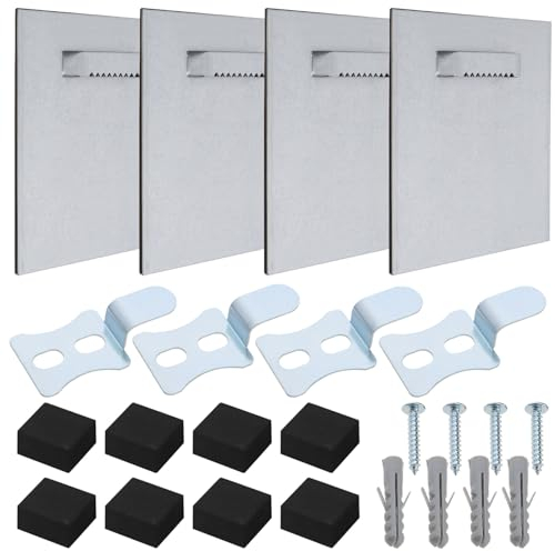 LT Easiyl 4 ensembles Kits de Suspension de Miroir Crochet Mural Cadre Photo en Verre Support de Pièce Suspendue Adapté au Plâtre et aux Murs Solides 10cmx10cm