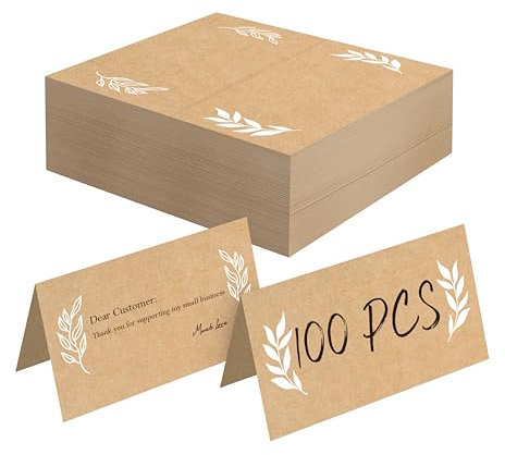 100 Tarjetas de lugar Kraft, tarjetas de tienda pequeñas en blanco, tarjetas de asientos delicadas, tarjetas de nombres rústicas, tarjetas de escolta para bodas, mesas, cenas, recepciones (5cm x 9cm)