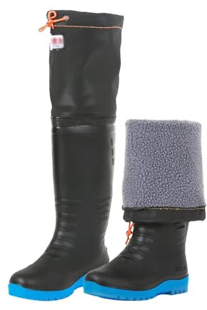 VesFy Watstiefel Leichte Wathose Für Angeln Für Herren, Warme Hüftstiefel Aus PVC Mit Profilsohle, Kein Austretendes Wasser (Color : Black, Size : 44 EU)