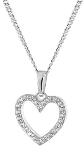 trendor Kinder Herz-Anhänger Weißgold 333/8K mit Silberkette liebevoller Halsschmuck für Kinder, elegante Gechenkidee und schönes Accessoire 68220-42 42 cm