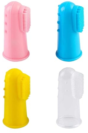 Finger Toothbrush,4 Pack Silicone Baby Finger Brush with Clear Case Set Food Grade Tooth Cleaner Oral Massager for Infant &Toddlers