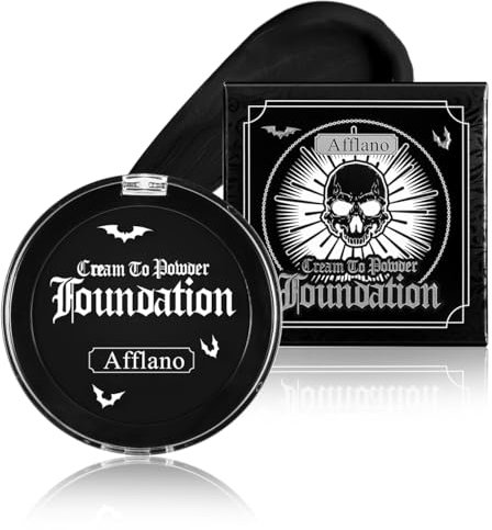 Afflano Halloween Peinture Visage Noir Semi-Mat Fond De Teint, Gothique Peinture Faciale Sûre, Non Toxique, Face Body paint Noir Peinture Corporelle Pour Théâtre Maquillage Clown Squelette SFX Cosplay