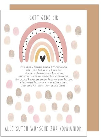 Edition Seidel Premium Glückwunschkarte zur Kommunion mit Umschlag. Kommunionskarte Karte mit Spruch Grußkarte Junge Mädchen Regenbogen Glaube (KO304 SW025)