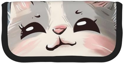LRHCNZDCP Federmäppchen mit Cartoon-Katzen-Aufdruck, Leinen, Make-up-Tasche, Gadget, Stiftebox mit Reißverschluss, Schwarz , Einheitsgröße, Schulranzen