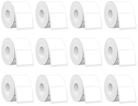 SUPVAN T50M Etiketter, 40mm x 30mm, 250 St/Rull, 12 Rullar, Svart På Vit | Termisk, Vattentät, Oljeresistent, Slitstark, Stark Vidhäftning, Automatisk Identifiering, för Skola, Kontor och Hem