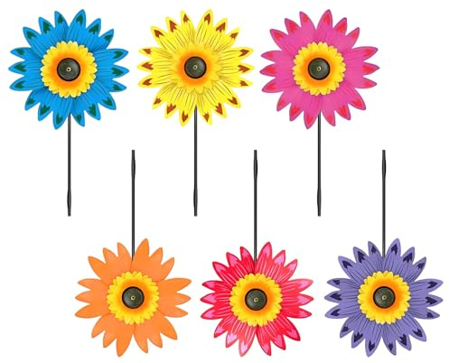 Regnbåge vindsnurra – vindsnurror för barn | trädgårdsprydnad | blomma vindsnurra | bakgård väderkvarn | väderbeständig solros vind spinner konst för gård trädgård trädgård trädgård gräsmatta