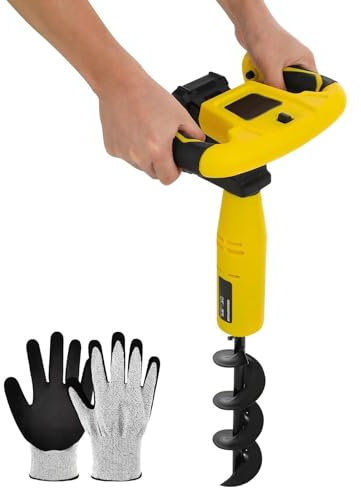 EORNYHQMY Tarière sans Fil, Alimentée par Batterie 350W, avec Foret, Creusement Facile De Trous, pour Le Jardinage Et La Plantation D'arbres