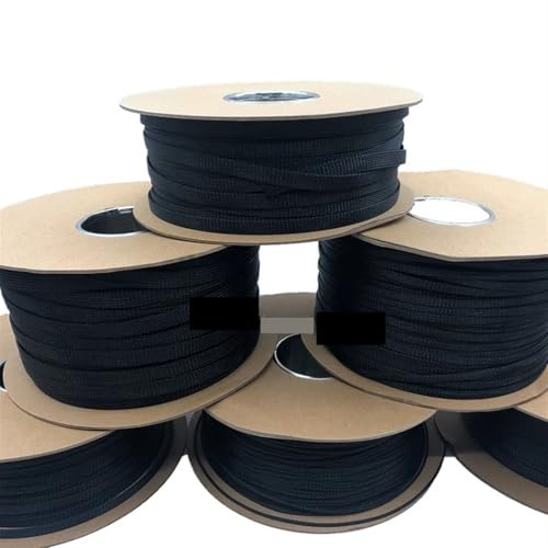 Guaina Cavi Guaina treccia 3/4/6/8/10/12/14mm 1/5/10 metri Protezione guaina avvolgente for filo ad alta densità Nero Rosso Manicotto for cavo(Black,12MM_5M)