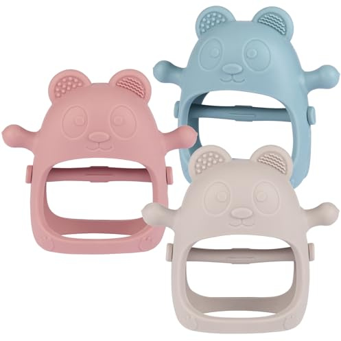 BeLeGoo 3 Pack Teething Toys for Baby, Silicone Teething Mitten for Baby Gifts, BPA Free, Easy to Grip Soothing Glove for Infant 0-6 Months, Soft Chew Toys for Sucking Needs