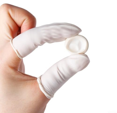 100pcs Non-Slip Finger Cots Finger Cover Rubber Gloves Fingertips Gloves(White)