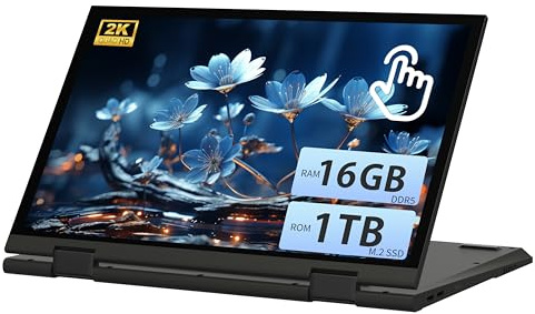 Svikou AozPad PC portatile convertibile da 11 pollici, computer touch 2 in 1 FHD, N95(fino a 3,4 GHz), 16 GB RAM DDR5, M.2 SSD, Win 11 Pro, schermo girevole a 360°, USB-C (16 GB DDR5 | 940 GB SSD
