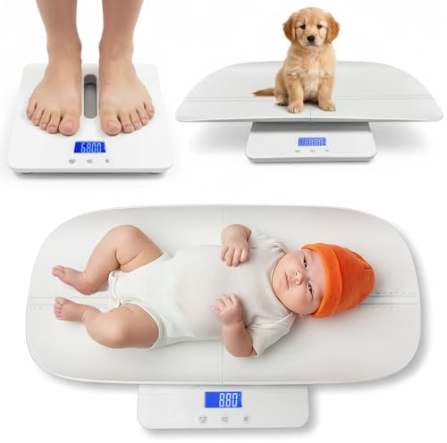 Pèse-bébé numérique avec plateau | Haute précision 10 g pour nouveau-nés et nourrissons | Capacité de 100 kg | Écran LCD avec maintien et tare | Suivi du poids du bébé en kg, lb : st, oz | Également