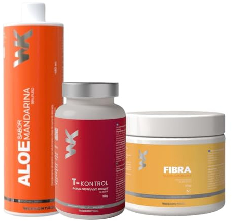 Weekontrol Pack TAF Detox Quemagrasas Aloe Vera Puro para Beber 99% + Té Termogénico Potente + Fibra Saciante. Digestión y Control de Peso (1200Gr, Aloe Mandarina-Té Frutos del Bosque-Fibra Mandarina)