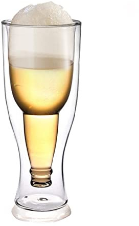 Riuulity Dubbelväggisolerat ölglas, 450 Ml Hantverksölmugg med Design med Bred Mun, Håll ölen Kall Längre, för Hembar och Present (#1)