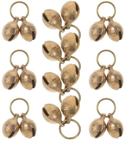 NUOBESTY Campanellini per Animali Domestici in Rame a Forma di Testa di Felino 22Mm Set da 10 Pezzi Fermaglio Metallico per Collare Campanellini per Cani e Gatti per Sicurezza e