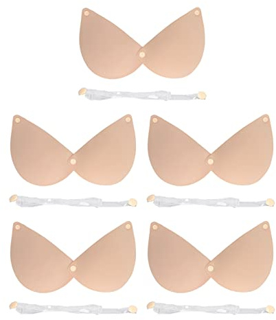 DGLDCSHUAI 5 pièces femmes soutien-gorge adhésif sans bretelles Push Up Silicone bouton-pression 3D côté soutiens-gorge collant soutien-gorge (UNE)