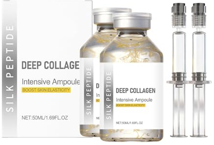 Ampolla intensiva de péptidos de seda y colágeno | Sérum facial de péptidos de cobre con colágeno y multipéptidos | Sérum facial hidratante coreano para una piel suave