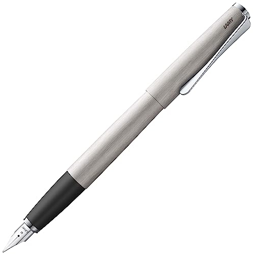 Lamy studio brushed - Fountain Pen in elegant metal body - steel nib, partially platinum-plated & in nib size EF - incl T 10 blue ink cartridge