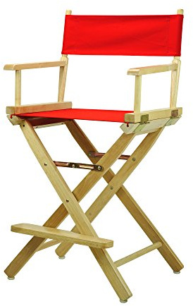 Casual Home 24 Director's Chair Natural Frame with Red Canvas, Counter Height