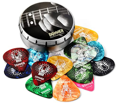 Donner Celluloid Gitarren Plektren Gitarren Picks 0.46-1.20mm 4 verschiedene Stärke 16 Stück
