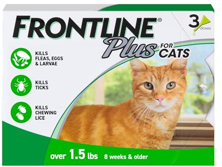 FRONTLINE Plus Flea and Tick Treatment for Cats Over 1.5 lbs. 3 Treatments